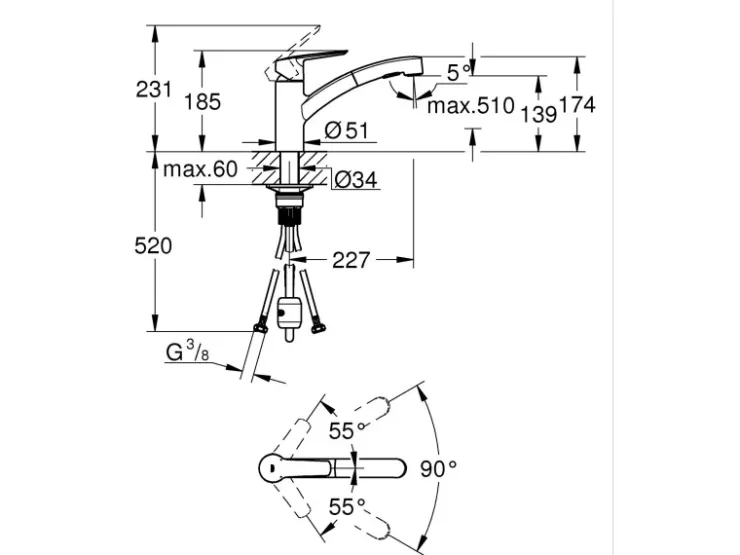 New Grohe QuickFix Spültischarmatur Start mit ausziehbarer Dualbrause Chrom