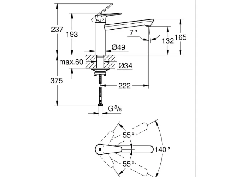 Clearance QuickFix Start Edge Einhand-Spültischbatterie DN 15 Einhebelmischer