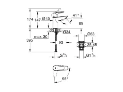 Outlet QuickFix Waschtischarmatur Start Edge S Energie-Spar-Funktion 32 mm 1 1/4
