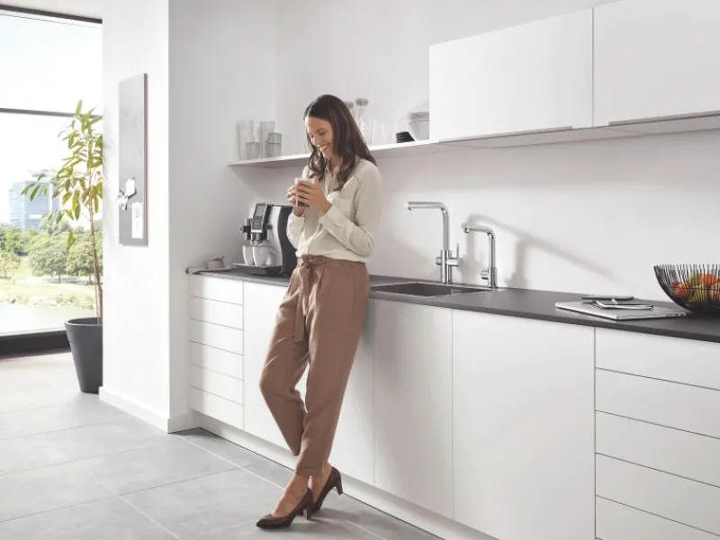 Discount Standventil und Boiler Red Mono Größe-M Chrom Einhebelmischer