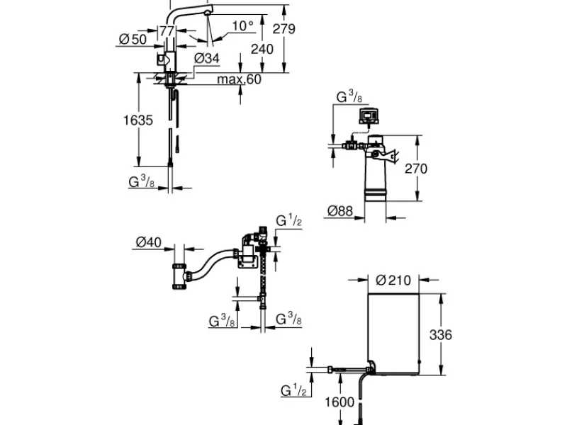 Discount Standventil und Boiler Red Mono Größe-M Chrom Einhebelmischer