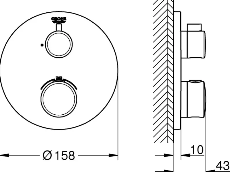 Clearance Thermostat-Brausebatterie Grohtherm Chrom Einhebelmischer