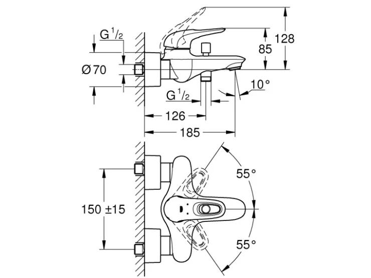 New Grohe Wannenarmatur Eurostyle Chrom
