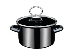 GSW Pfannen<Fleischtopf Profi Black Star mit Glasdeckel 16Cm