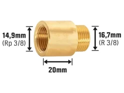 Best Hahnverlängerung 14,9 mm (Rp 3/8) x 16,7 mm (R 3/8) Messing 20 mm Ersatzteile Küchenarmatur