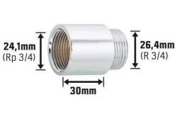 Zubehör Für Küchenarmatur|Ersatzteile Küchenarmatur<Hahnverlängerung 24,1 mm (Rp 3/4) x 26,4 mm (R 3/4) Messing Verchromt 30 mm