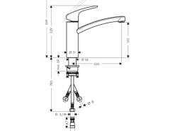 New Einhebel-Küchenarmatur Focus für offene Warmwasserbereiter Chrom Einhebelmischer|Töpfe