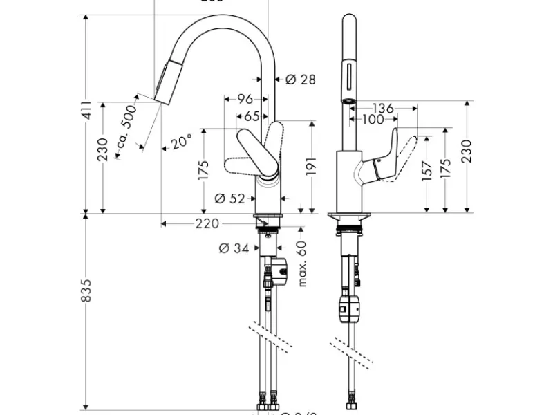 Einhebel-Küchenarmatur Focus 240 mm Chrom Einhebelmischer