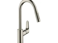 Outlet Einhebel-Küchenmischer Focus 240 mit Ausziehbrause Edelstahl Finish Einhebelmischer