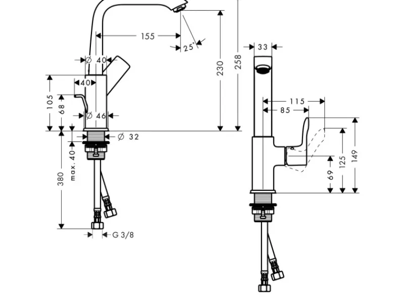 Outlet Einhebel-Waschbeckenarmatur Metris 230mm mit Schwenkauslauf Einhebelmischer