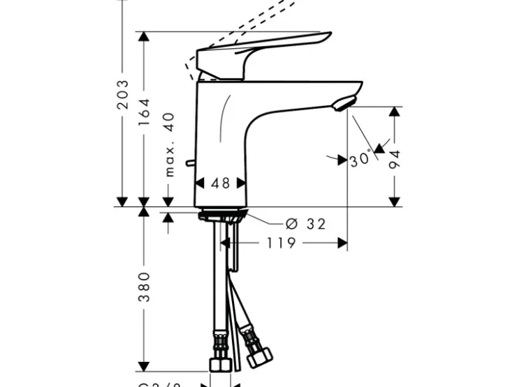Hansgrohe Einhebelmischer<Einhebel-Waschtischarmatur Logis E 100 mm Chrom mit Zugstangen-Ablauf