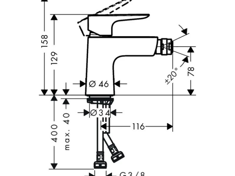 Best Talis E Einhebel-Bidetmischer mit Push-Open Ablaufgarnitur Chrom Einhebelmischer