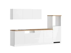 Clearance Held Möbel Held Küchen Küchenzeile Gera 300 cm Weiß/Wotan ohne E-Geräte