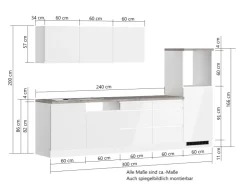 Clearance Held Möbel Held Küchen Küchenzeile Gera 300 cm Weiß/Wotan ohne E-Geräte