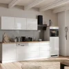 Discount Held Küchen Küchenzeile Gera 300 cm Weiß/Beton mit E-Geräten /autark Gefrierschränke