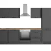 Clearance Held Küchen Küchenzeile Kempten 300 cm mit E-Geräten Graphit/Grau Gefrierschränke|Kühlschränke