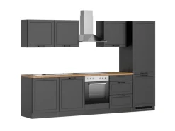 Clearance Held Küchen Küchenzeile Kempten 300 cm mit E-Geräten Graphit/Grau Gefrierschränke|Kühlschränke