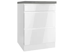 Best Held Küchen Kochfeldumschrank Gera 60 cm Weiß/Beton Kochfelder