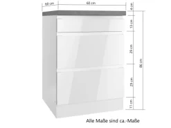 Best Held Küchen Kochfeldumschrank Gera 60 cm Weiß/Beton Kochfelder