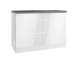 Online Held Küchen Unterschrank Gera 120 cm Weiß/Beton Küchenschränke