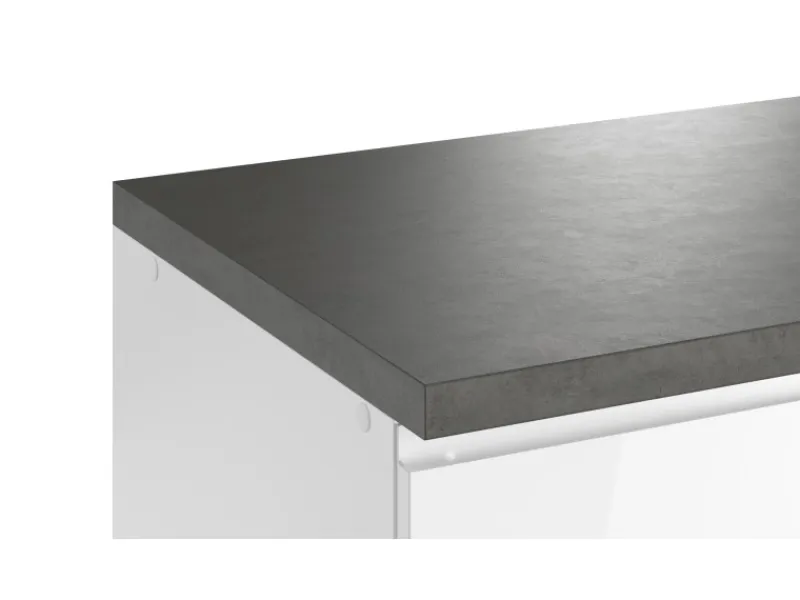 Best Held Küchen Winkelküche Gera 240 cm Weiß/Beton ohne E-Geräte /autark Winkelküchen