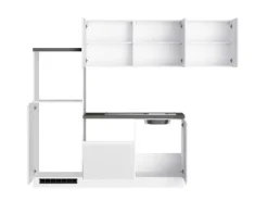 Best Held Küchen Winkelküche Gera 240 cm Weiß/Beton ohne E-Geräte /autark Winkelküchen