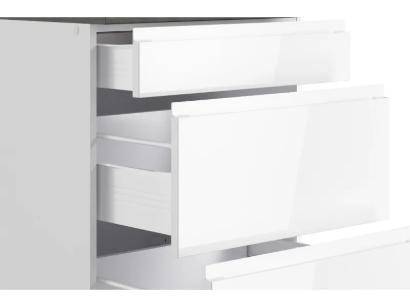 Best Held Küchen Winkelküche Gera 240 cm Weiß/Beton ohne E-Geräte /autark Winkelküchen