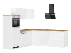 Held Möbel Winkelküchen|Kochfelder<Held Küchen Winkelküche Gera 240 cm Weiß/Wotan mit E-Geräten Induktion