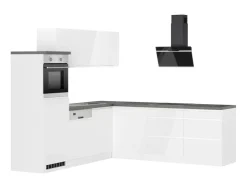 Clearance Held Möbel Held Küchen Winkelküche Gera 240 cm Weiß/Beton mit E-Geräten /autark Induktion
