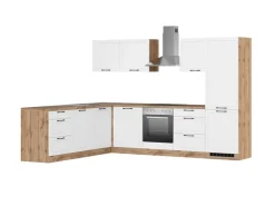 Best Held Möbel Held Küchen Winkelküche Kempten 300 cm mit E-Geräten Wotan/Weiß