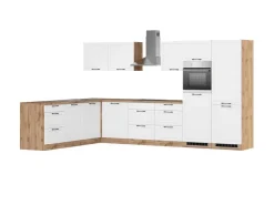 Discount Held Möbel Held Küchen Winkelküche Kempten 360 cm Weiß/Wotan mit E-Geräte