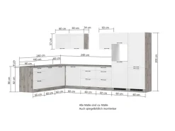 Discount Held Möbel Held Küchen Winkelküche Kempten 360 cm Weiß/Wotan mit E-Geräte