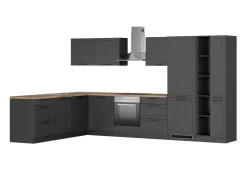 Clearance Held Möbel Held Küchen Winkelküche Kempten 360 cm mit E-Geräten Graphit/Grau