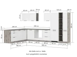 Clearance Held Möbel Held Küchen Winkelküche Kempten 360 cm mit E-Geräten Graphit/Grau