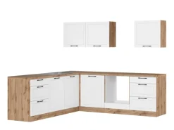 Outlet Held Küchen Winkelküche Kempten 240 cm ohne E-Geräte Wotan/Weiß Winkelküchen|Küchenschränke