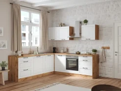 Outlet Held Küchen Winkelküche Kempten 240 cm ohne E-Geräte Wotan/Weiß Winkelküchen|Küchenschränke