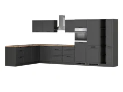 Held Möbel Winkelküchen|Kochfelder<Held Küchen Winkelküche Kempten 420 cm Grau/Graphit mit E-Geräten Induktion