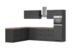 Best Held Küchen Winkelküche Kempten 300 cm Grau/Graphit mit E-Geräten /autark Winkelküchen|Kochfelder