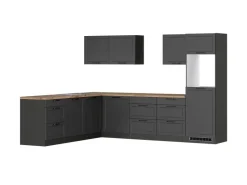 Outlet Held Möbel Held Küchen Winkelküche Kempten 300 cm Grau/Graphit ohne E-Geräte /autark