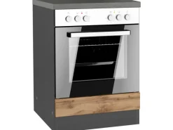 Sale Küchen-Herdumbauschrank Turin 60 cm Wotaneiche/Graphit Kochfelder|Küchenschränke