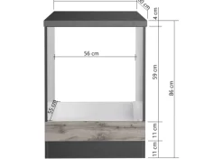 Sale Küchen-Herdumbauschrank Turin 60 cm Wotaneiche/Graphit Kochfelder|Küchenschränke