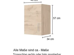 Discount Held Möbel Küchen-Hängeschrank Sorrento BxHxT 40cmx57cmx34cm WotanEiche-Grafit
