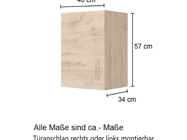 Discount Held Möbel Küchen-Hängeschrank Sorrento BxHxT 40cmx57cmx34cm WotanEiche-Grafit