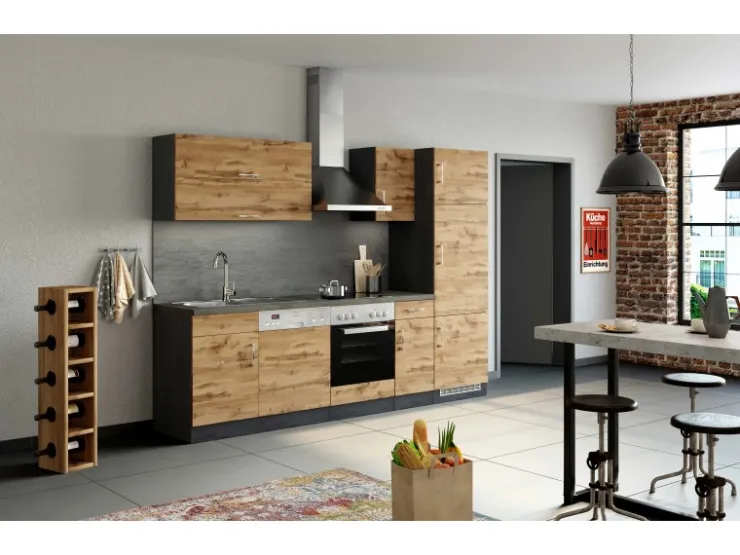 Discount Held Möbel Küchen-Hängeschrank Sorrento BxHxT 40cmx57cmx34cm WotanEiche-Grafit