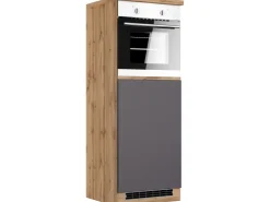 Discount Held Möbel Küchen-Kühlschrank/Ofenumbauschrank Turin 60 cm Graphit/Wotaneiche Graphit-Wotaneiche