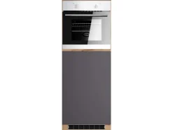 Discount Held Möbel Küchen-Kühlschrank/Ofenumbauschrank  Turin 60 cm Graphit/Wotaneiche Graphit-Wotaneiche