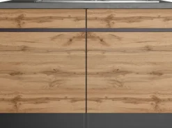 Held Möbel Küchenschränke<Küchen-Spülenunterschrank Turin 120 cm mit 2 Türen Wotaneiche/Graphit Wotaneiche-Graphit