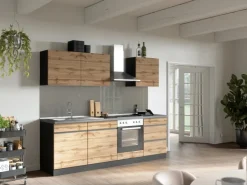 Held Möbel Küchenschränke<Küchen-Spülenunterschrank Turin 120 cm mit 2 Türen Wotaneiche/Graphit Wotaneiche-Graphit