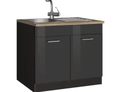 Discount Küchen-Spülenunterschrank Mailand 100 cm Hochglanz / Küchenschränke