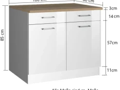 Online Küchenunterschrank Mailand 100 cm Hochglanz / Küchenschränke